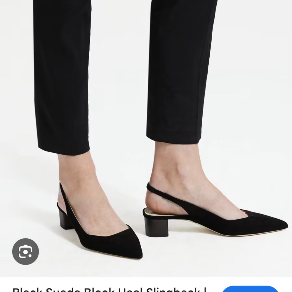 Theory Black Suede Slingback low Heels